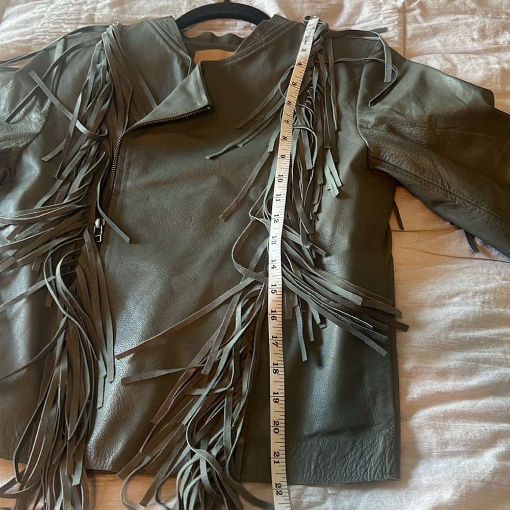 NWOT Cleobella cropped leather fringe jacket in seafoam - Picture 13 of 13